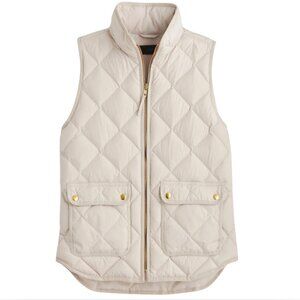 J Crew Vest Women’s Excursion Quilted Ivory Down Puffer Full Gold Zip Medium